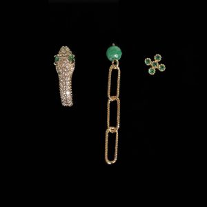 Earparty Emerald Snake Groen Verguld Laradesign