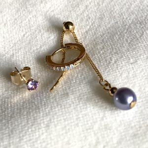 Earparty Lila Creool Draadoorbel Verguld"