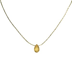 Gouden Fijne Ketting Geel Citrien Edelsteentje Laradesign