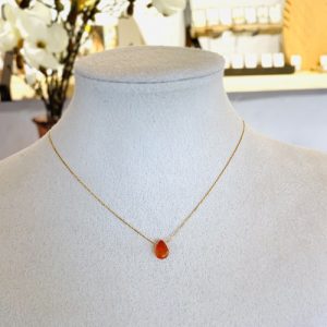 Ketting Carneool Verguld Edelsteen Ultrafijn Laradesign