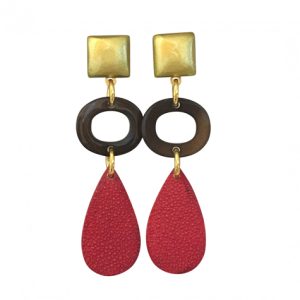 Roggenleer Statementoorbellen Lang Rood Laradesign