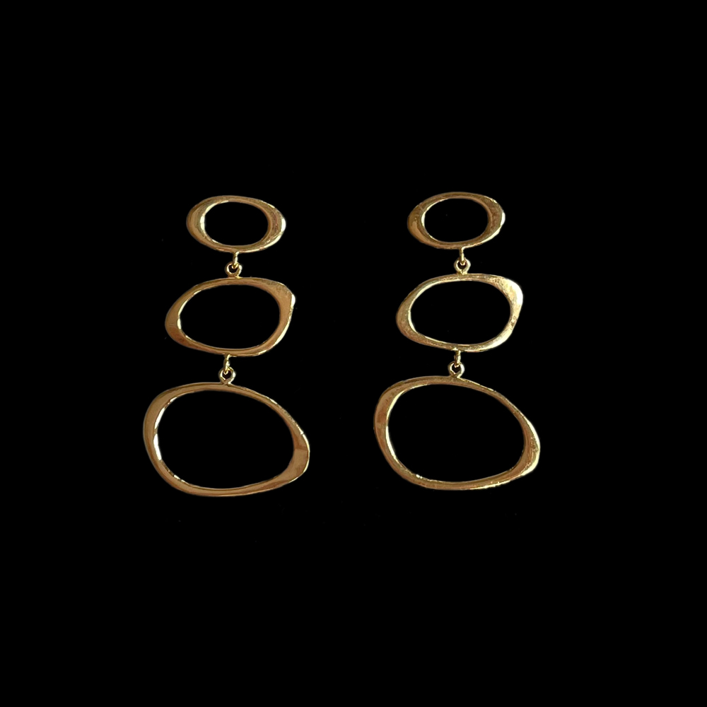 Gouden retro oorbellen met steker - Purdey - Afbeelding 3