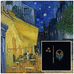 Earparty blauwe hematiet | Caféterras bij nacht