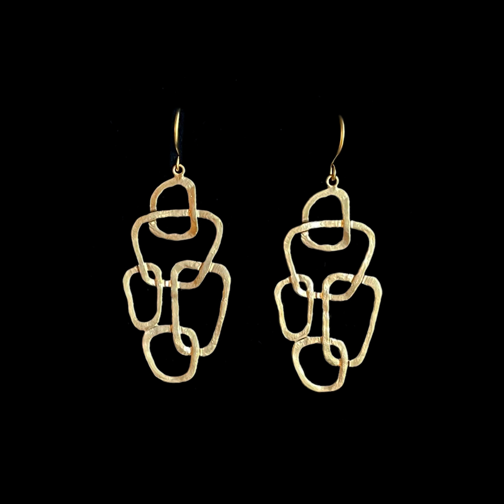 Art Deco oorbellen met gehamerd accent - Cilia - Afbeelding 3