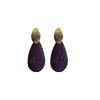 Aubergine oorbellen van roggenleer - Ella - Afbeelding 2