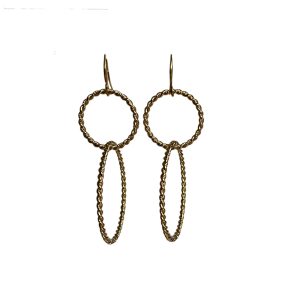 Oorbellen vergulde cirkels in kabelmotief - Hisa