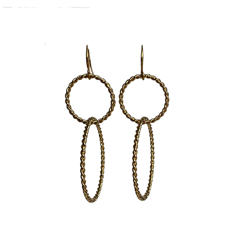 Oorbellen vergulde cirkels in kabelmotief - Hisa