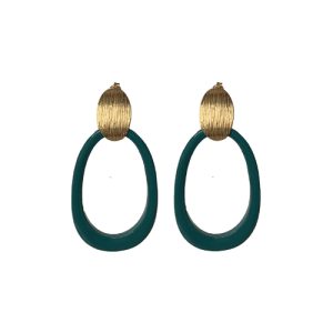 Groene elegante ovalen buffelhoorn oorbellen - Demi