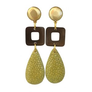 Lime groene statement oorbellen roggenleer - Letva