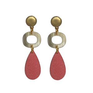 Roze statement oorbellen roggenleer - Lindy