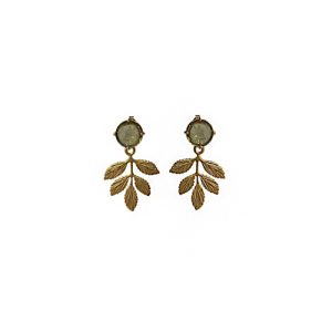 Romantische oorbellen met blaadjes in mosgroen – Abby, Lara Design