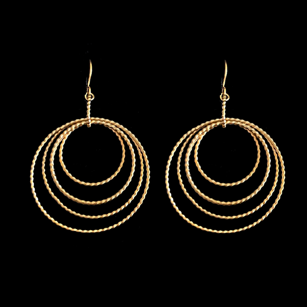 Oorbellen vergulde matgouden cirkels spiraalmotief -Tatum - Afbeelding 2
