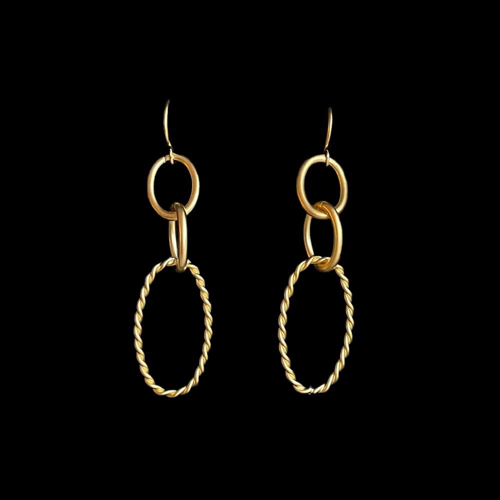 Oorbellen matgoud vergulden ovalen - Edda - Afbeelding 2