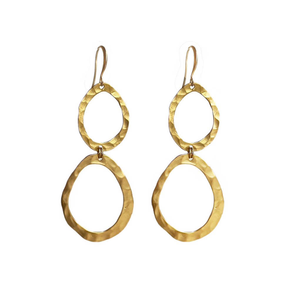 Gehamerde statement oorbellen matgoud verguld - Nouri - Afbeelding 2