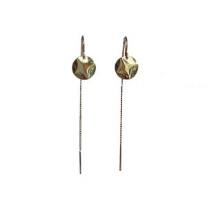 Draadoorbel verguld met ronde bedel Willa – elegante minimalistische statement oorbellen