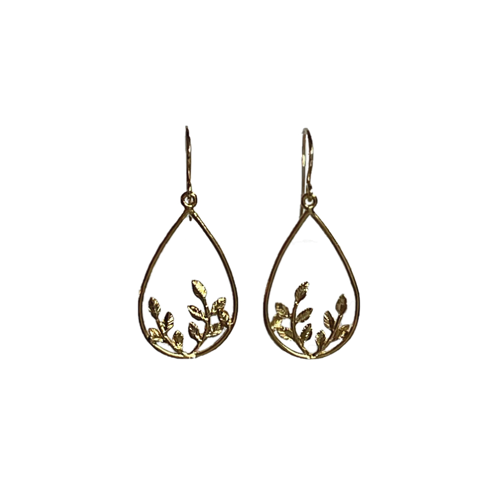 Oorbellen druppel bloempatroon verguld Imke – elegante lichte oorbellen