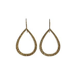 gouden druppel oorbellen met wafelmotief ana