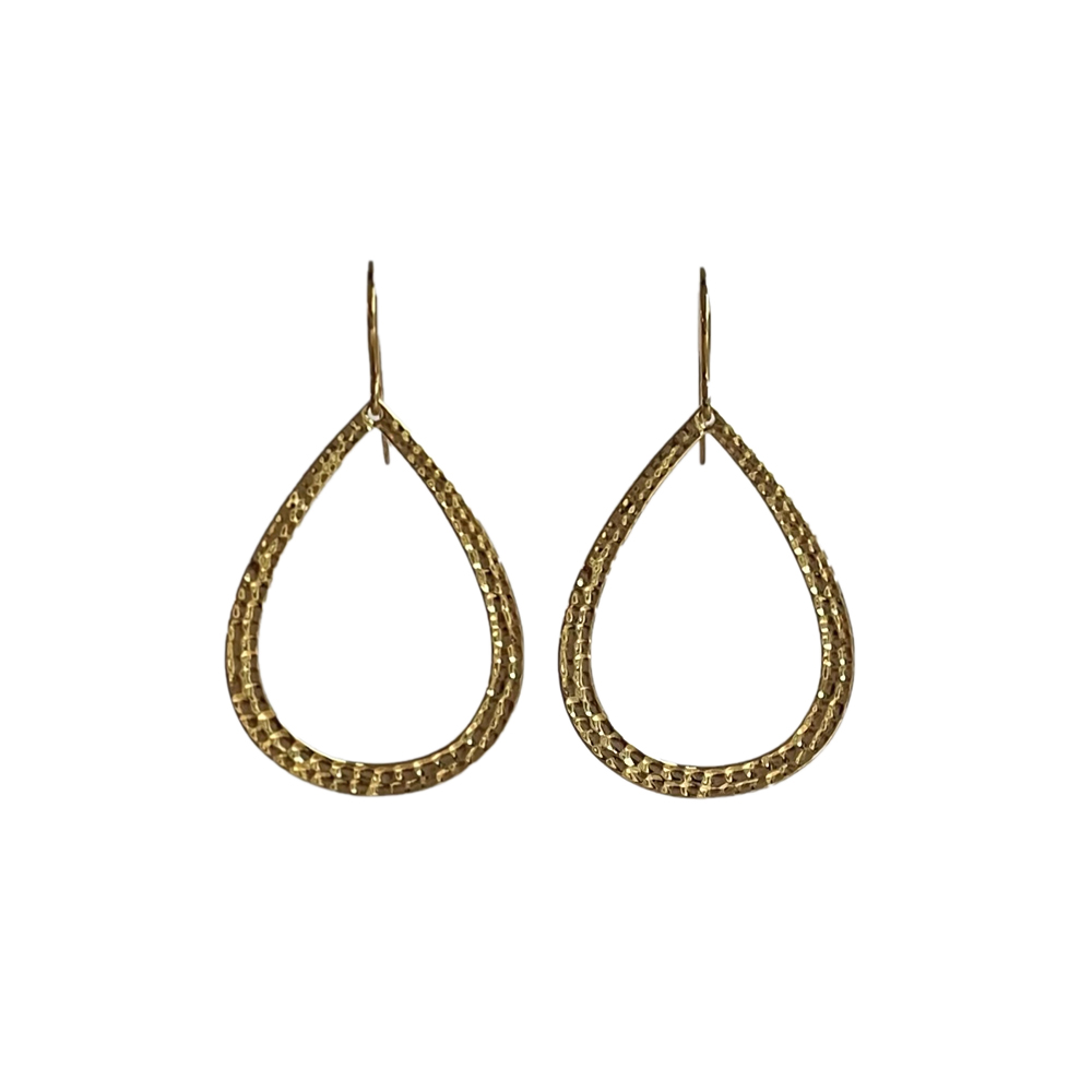 gouden druppel oorbellen met wafelmotief ana