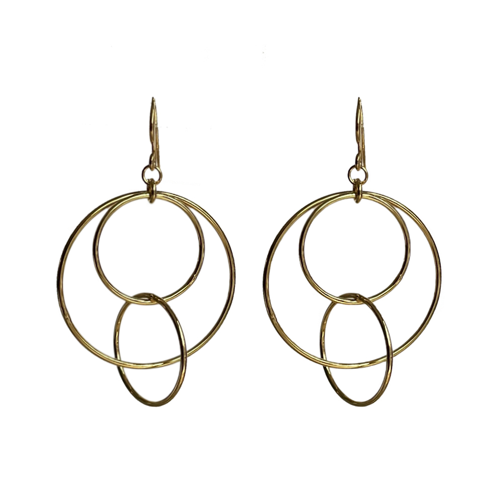 vergulde draaiende cirkels oorbellen Loes