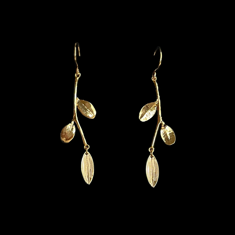 Elegante lange vergulde oorbellen blaadje - Elara - Afbeelding 2