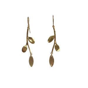 Elegante lange vergulde oorbellen blaadje – Elara