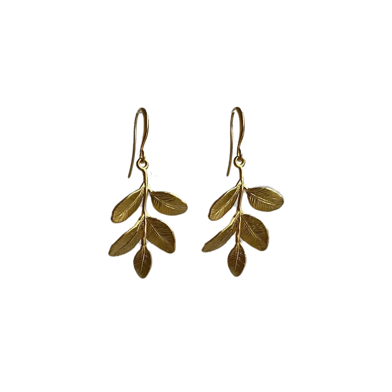 Oorbellen matgoud verguld blaadje - Syl - Afbeelding 2
