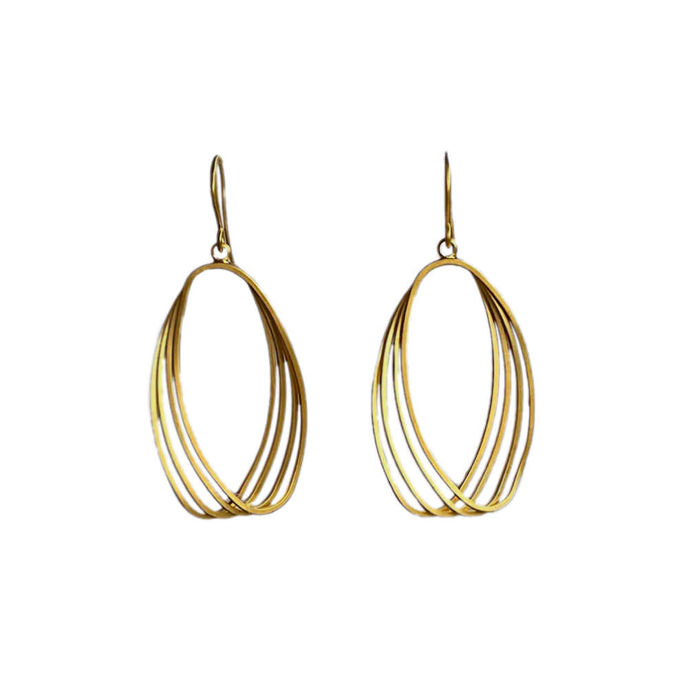 Matgouden oorbellen ovaal spiraalmotief - Eleni - Afbeelding 2