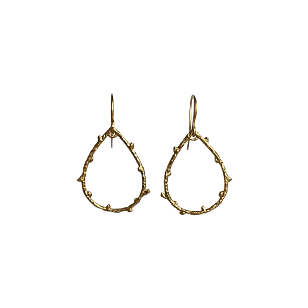 Druppel oorbel takjes motief matgoud - Veda - Afbeelding 2