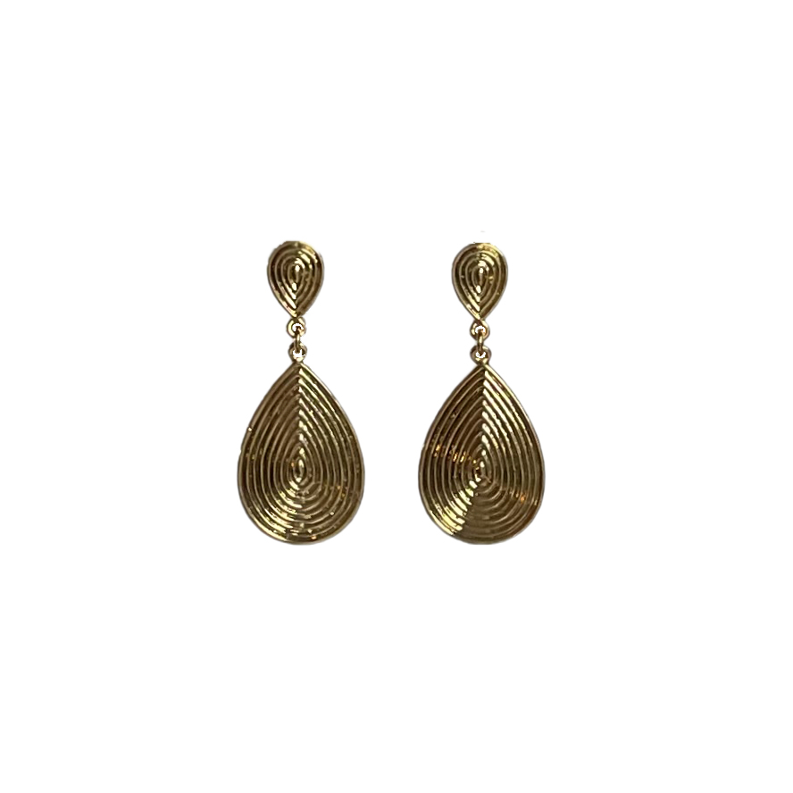 Vergulde druppel oorbellen met oorsteker - Wende - Afbeelding 2