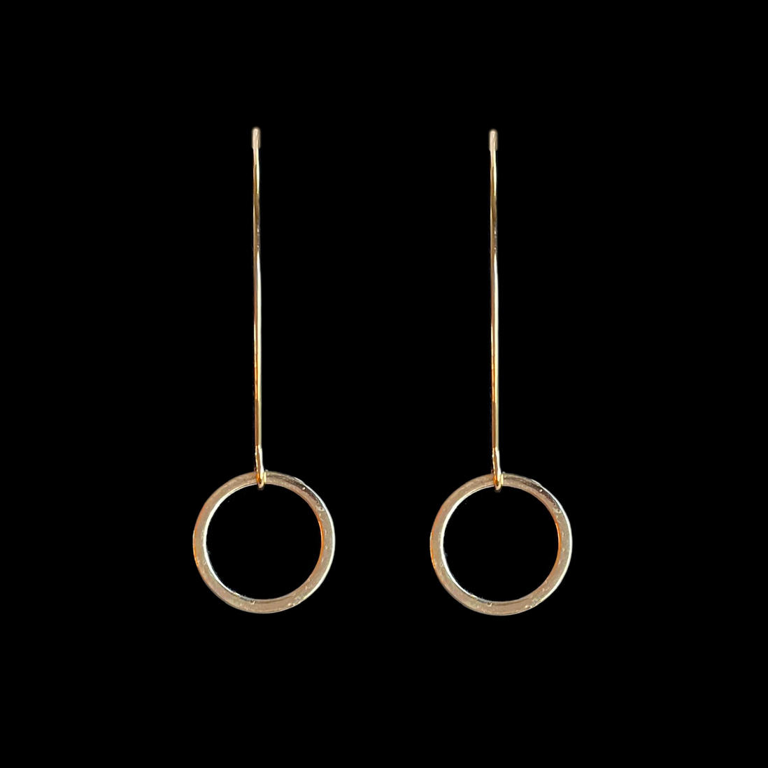 Lange vergulde oorbellen met ring - Hylke - Afbeelding 2