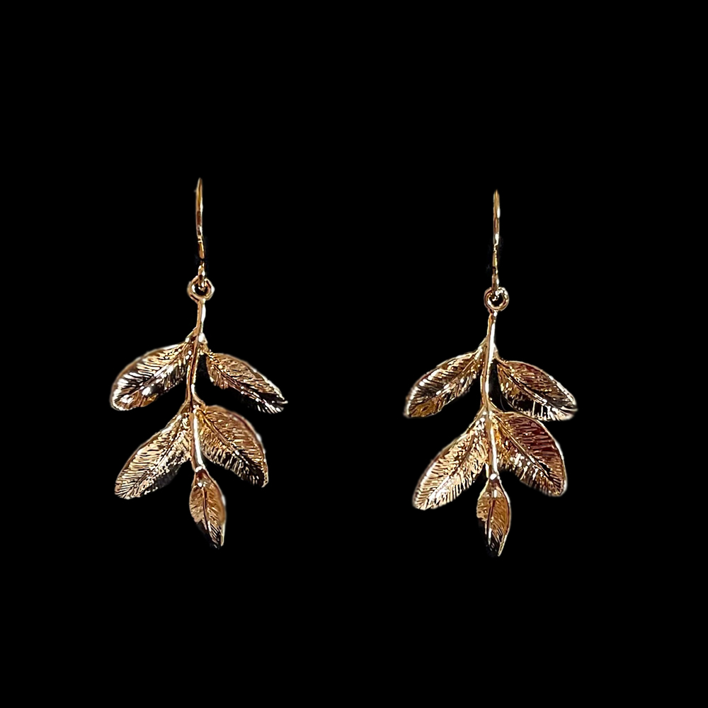 Oorbellen verguld geborsteld blaadje -Clea - Afbeelding 2