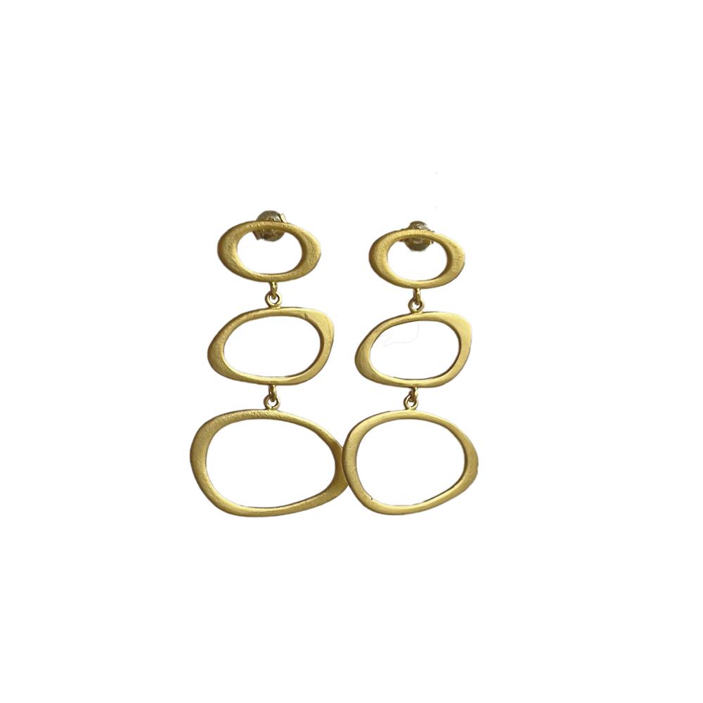 Matgouden retro oorbellen met steker - Arwen - Afbeelding 2