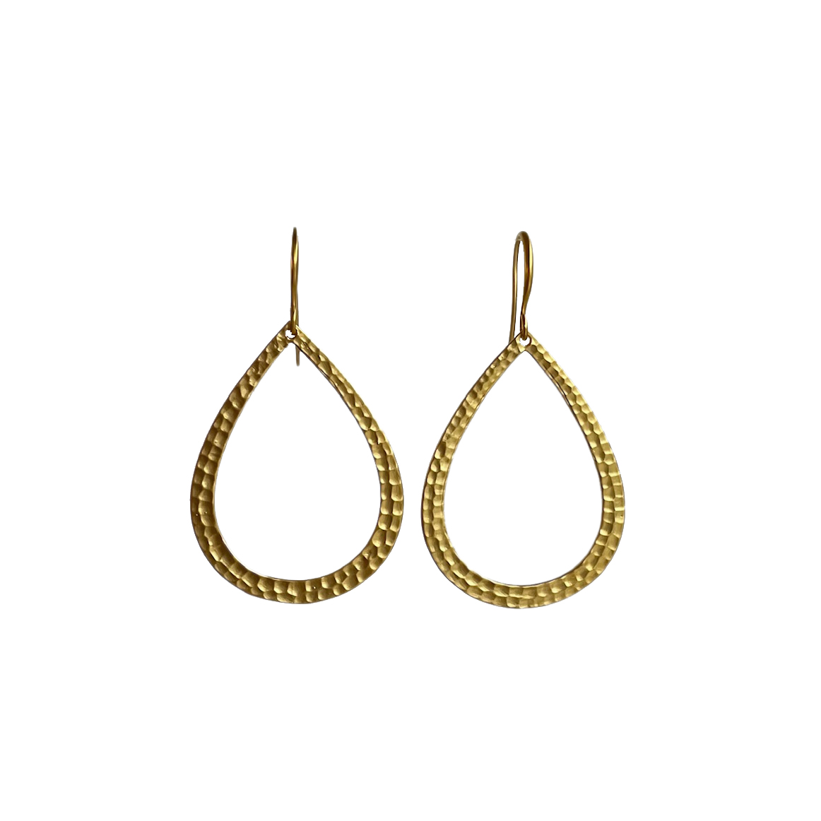Druppel oorbellen matgoud verguld met wafelmotief - Aicha - Afbeelding 2