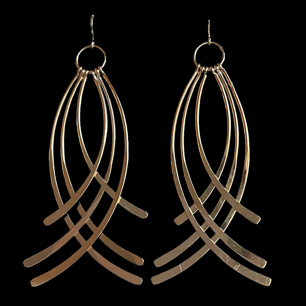 Vergulde statement oorbellen waaier - Raisa - Afbeelding 2