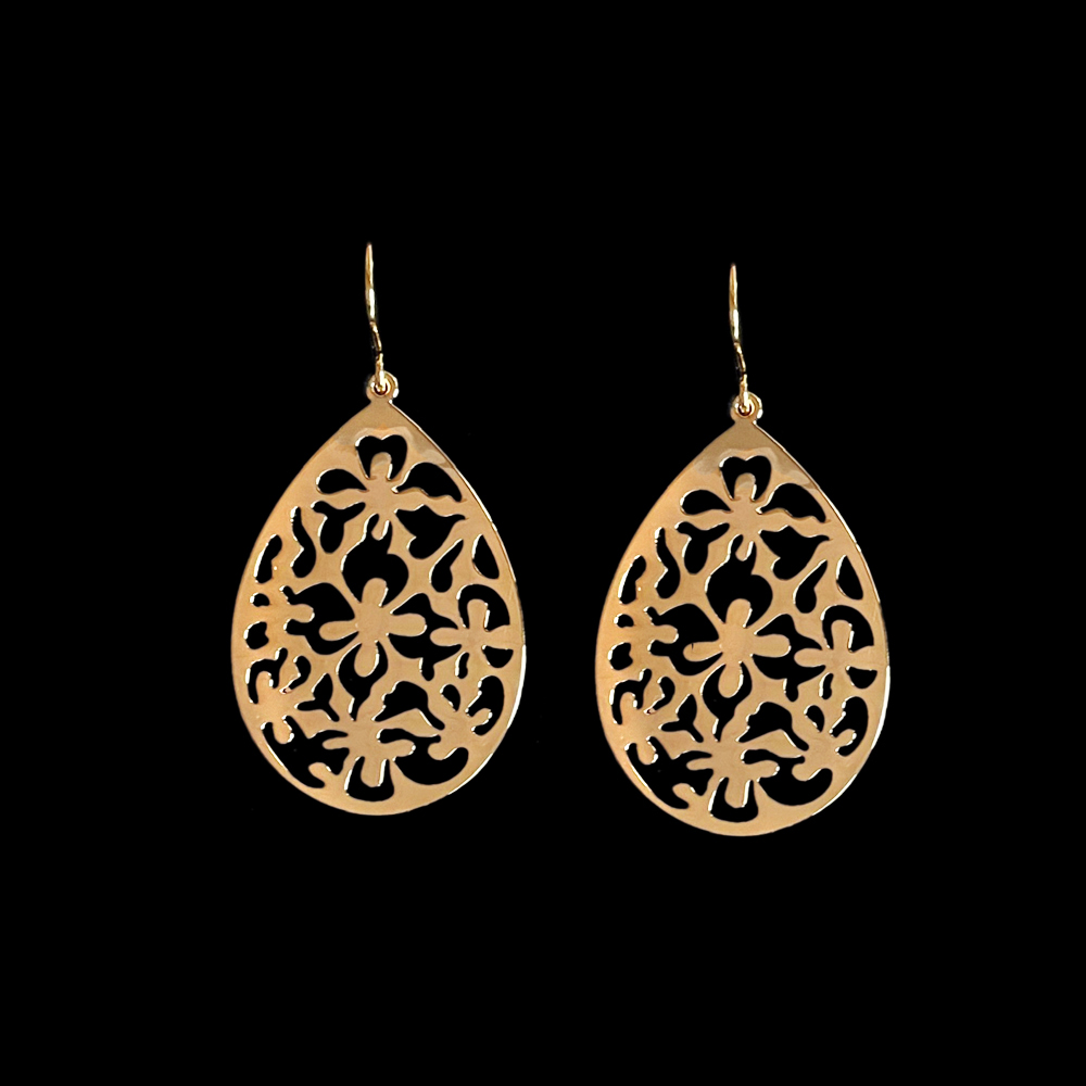 gouden druppel oorbellen met oosters motief dara