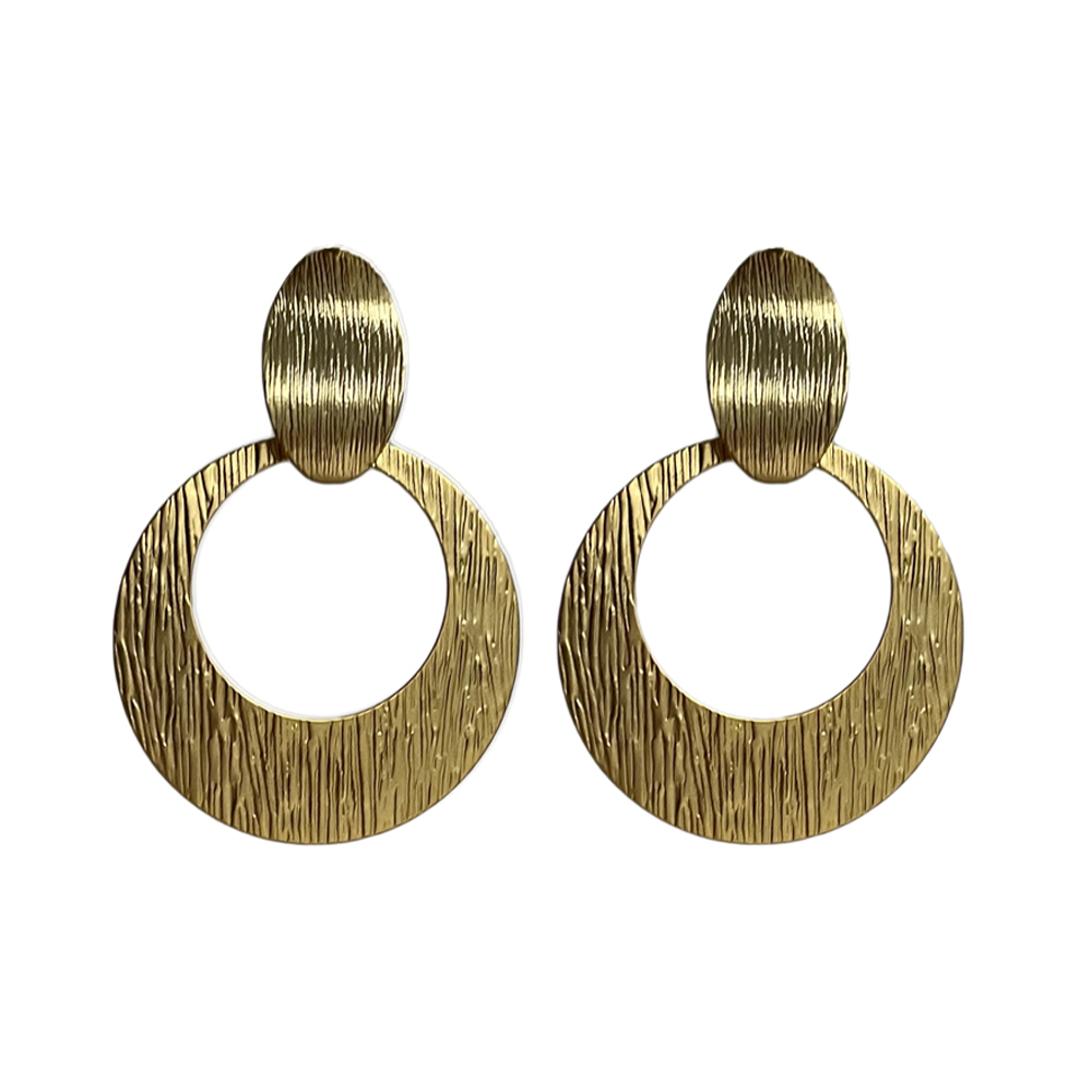 oorbellen met steker rond matgoud geborsteld dinah