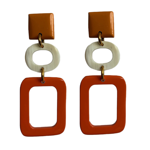 Retro statement oorbellen buffelhoorn met oorsteker - Aico - Afbeelding 2