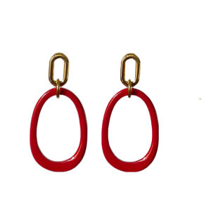Rode oorbellen buffelhoorn ovaal - Gulay handgemaakt en lichtgewicht