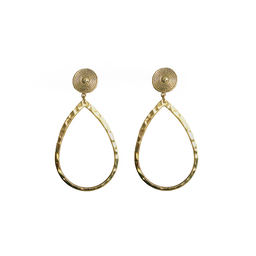 Vergulde druppel oorbellen met oorsteker - Annabel - Afbeelding 2